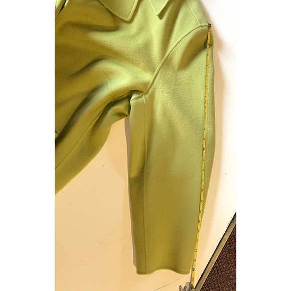 Talbots Woman Petites 22W Lime Green 100% Wool Open Front Cardigan Blazer Pocket - Picture 6 of 13